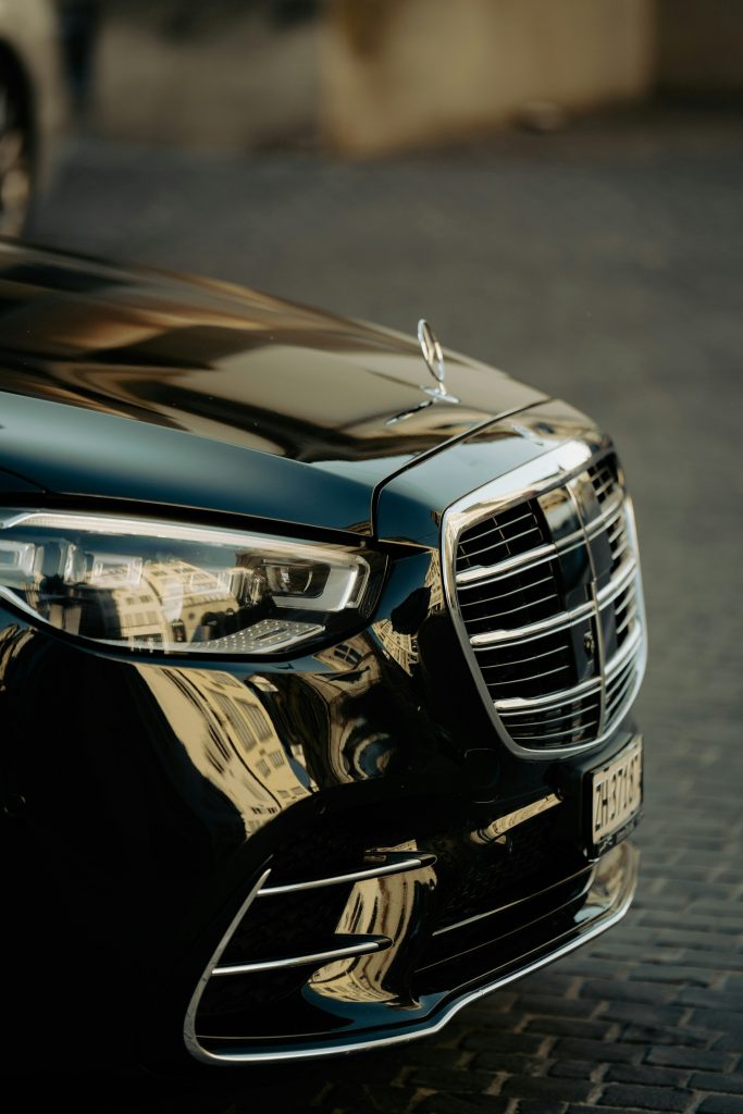 Home front part of a benz sedan